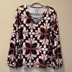 Tracy Negoshian Black and Brown Scuba Top M like new